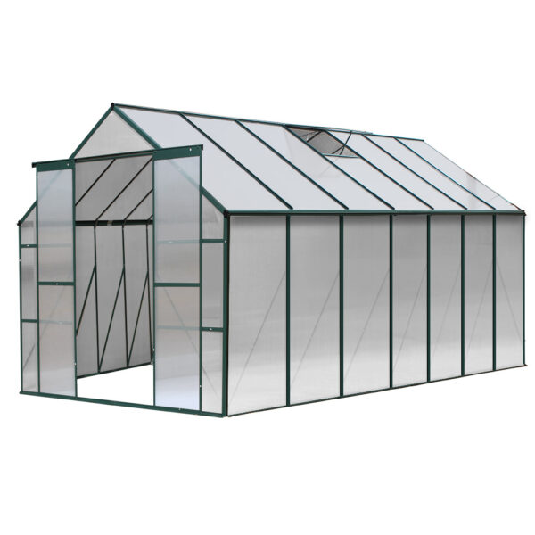 Aplusliving-Aluminium Greenhouse 4.43x2.44m Polycarbonate Garden Shed UV resistant Ventilate