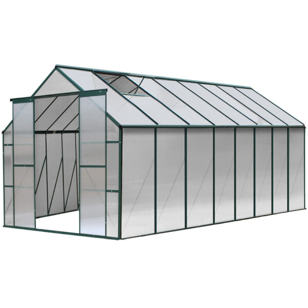 Aplusliving-Aluminium Greenhouse 5.1x2.44m Polycarbonate Garden Shed UV Resistant with Vents