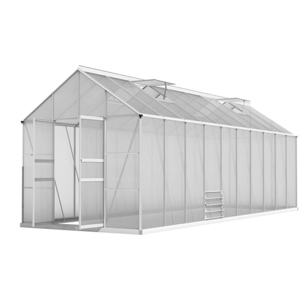 Aplusliving-Large Aluminium Greenhouse 6x2.4m Garden Shed with Polycarbonate Panels