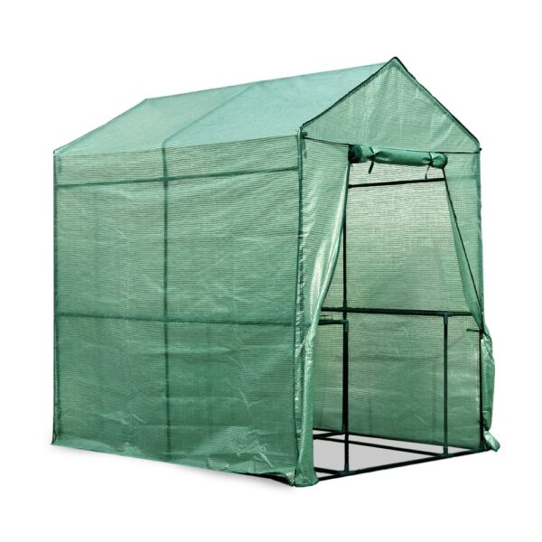 Aplusliving-Walk in Greenhouse 1.9x1.2M Garden Tunnel Plant Shed with 4 Shelves PE Cover