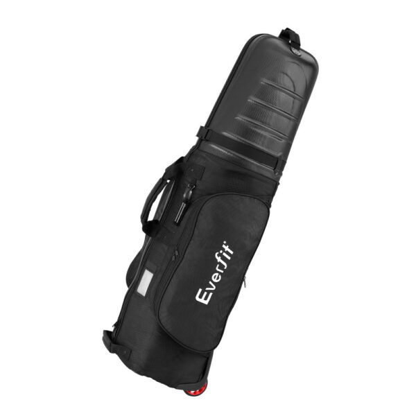 Aplusliving-Golf Bag Travel Semi-Hard Shell Two Rollers Padded Handle Black 135cm