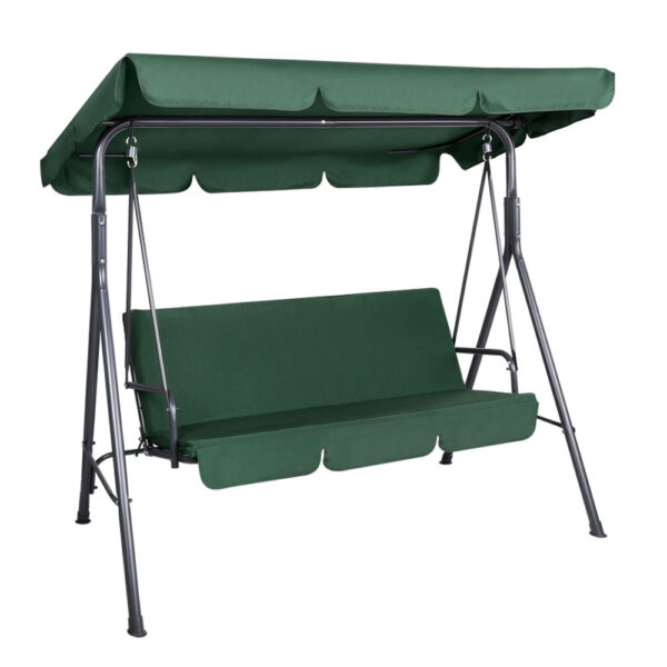 Aplusliving-3 Seater Swing Chair Canopy Garden Bench Outdoor Furniture Water Resistant Green