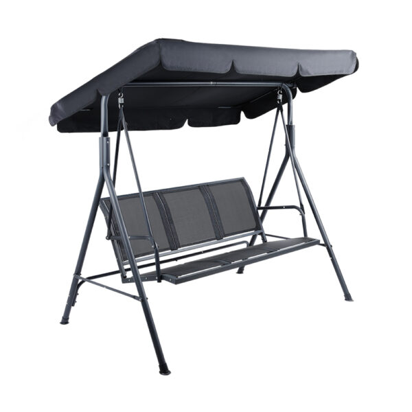 Aplusliving-3 Seater Outdoor Swing Chair Garden Bench Canopy Textilene Black 250kg Capacity