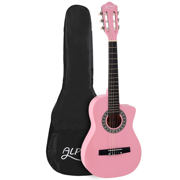 Aplusliving-34 Inch Classical Guitar Wooden Body Nylon String Beginner Kids Gift Pink