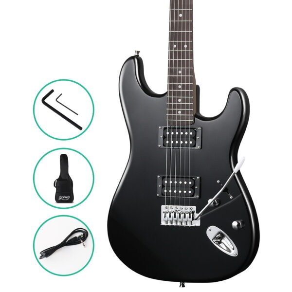 Aplusliving-Electric Guitar Strat  22 Fret Maple Neck Rosewood Fretboard Black + Bag