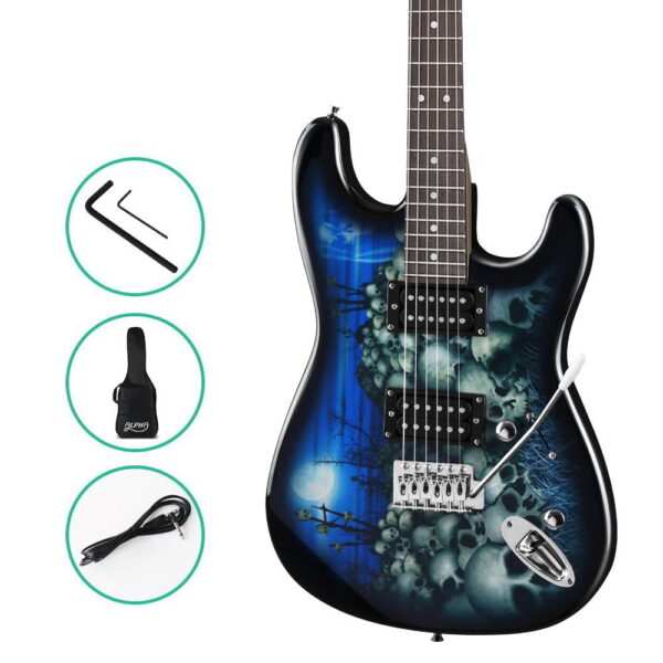 Aplusliving-Strat  Electric Guitar Blue Glossy Finish with Carry Bag and Whammy Bar