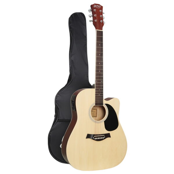 Aplusliving-41 Electric Acoustic Guitar 5 Band EQ Natural Wood With Pickup and Accessories