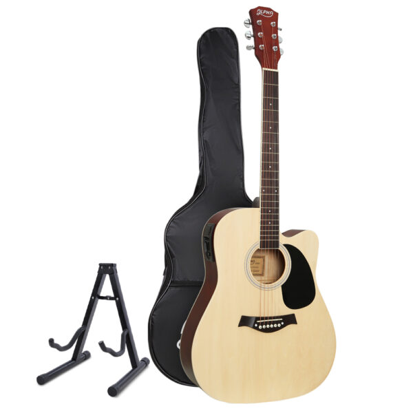 Aplusliving-41 Electric Acoustic Guitar 5 Band EQ Natural Wood with Accessories Bundle