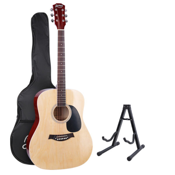 Aplusliving-41 Inch Acoustic Guitar Natural Wood with Stand Tuner Capo Bag Strap Picks