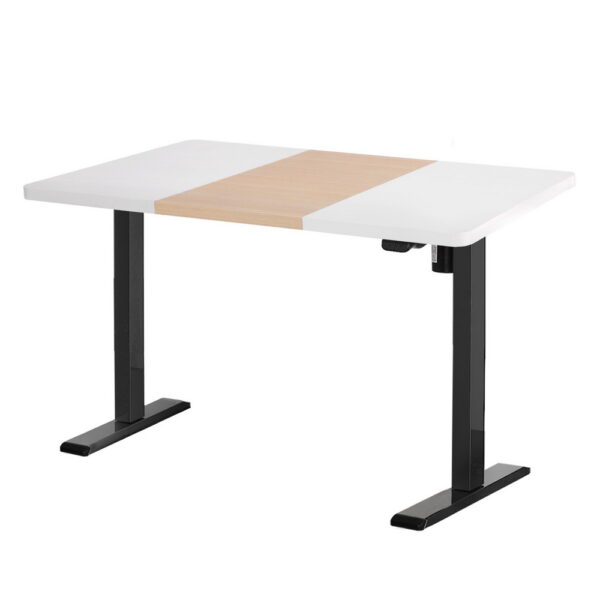 Aplusliving-Motorised Standing Desk Adjustable Height Dual Motor Black Frame 120CM White Des