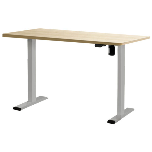 Aplusliving-140cm Motorised Adjustable Standing Desk White Oak Eco Friendly Anti Scratch