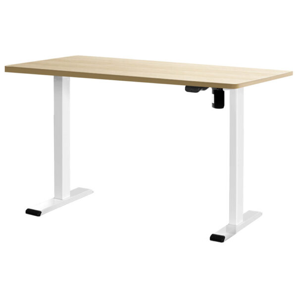 Aplusliving-120cm White Oak Motorised Adjustable Sit Stand Desk Frame Quiet Operation