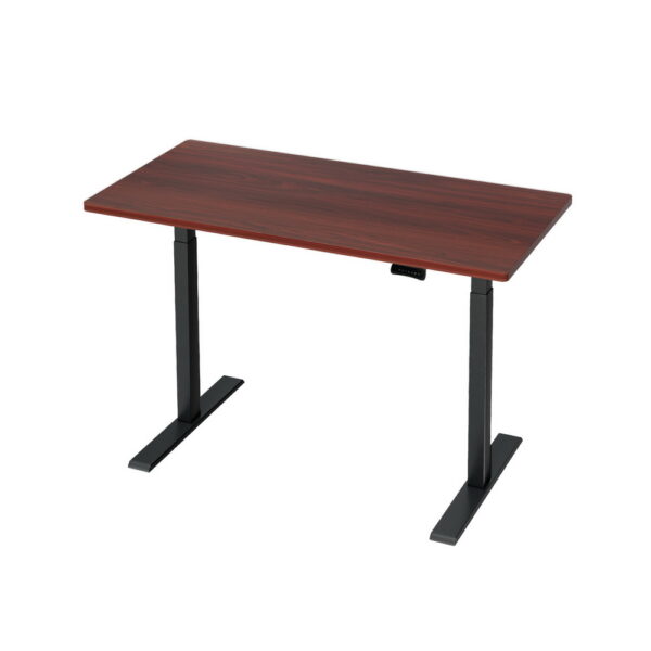 Aplusliving-120cm Dual Motor Adjustable Standing Desk Walnut Finish Quiet Operation