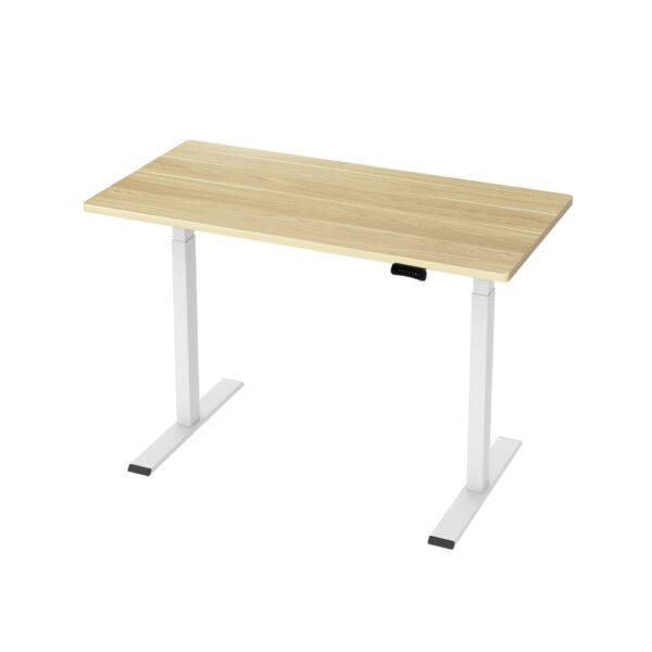 Aplusliving-120cm Dual Motor Adjustable Standing Desk Frame White Oak Top Quiet Operation