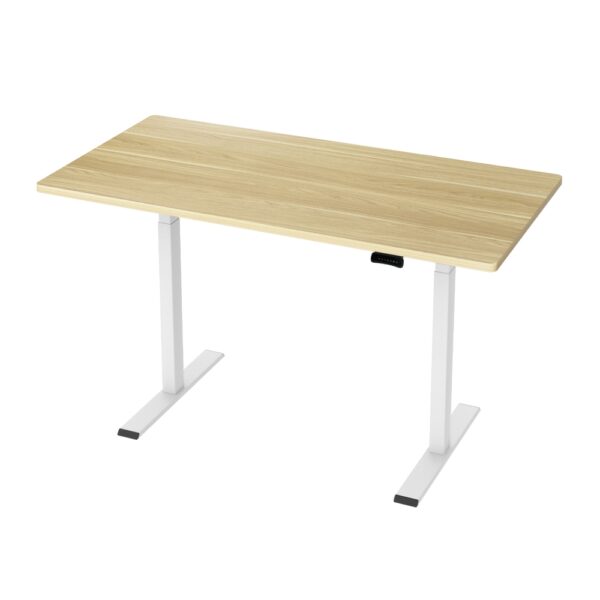 Aplusliving-140cm Dual Motor Adjustable Standing Desk Frame White Oak Finish Quiet