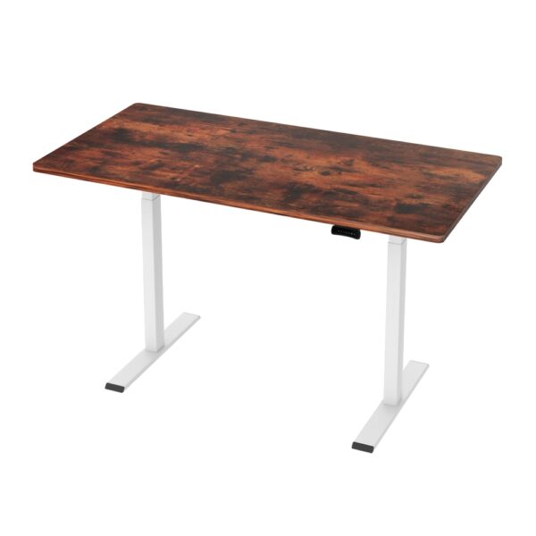 Aplusliving-140cm Dual Motor Adjustable Standing Desk Frame & Rustic Brown Top