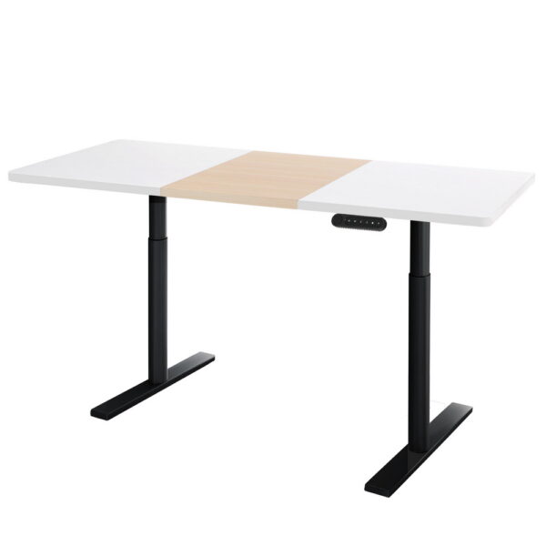 Aplusliving-Motorised Electric Standing Desk Dual Motor Adjustable Height Black Frame 140CM