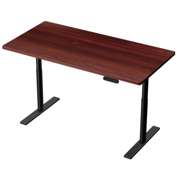 Aplusliving-Electric Standing Desk Dual Motor Adjustable Height 140cm Walnut Finish Quiet