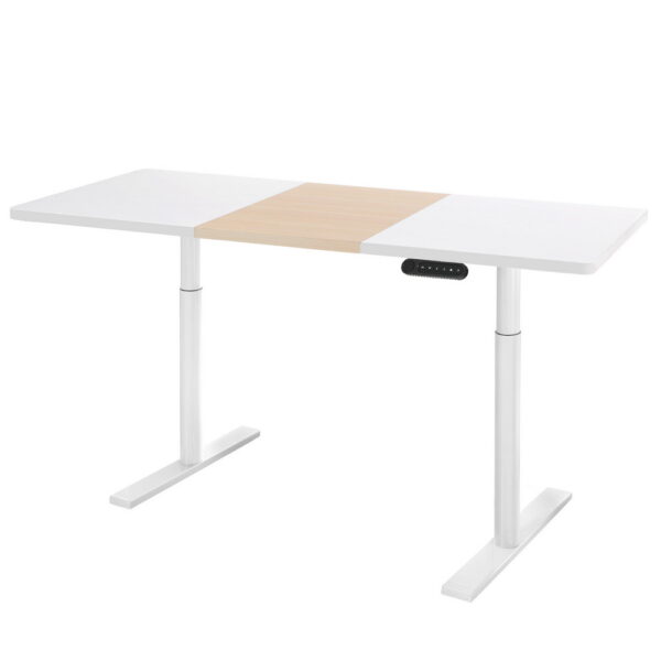 Aplusliving-Motorised Electric Standing Desk Dual Motor Height Adjustable 140CM White Pine