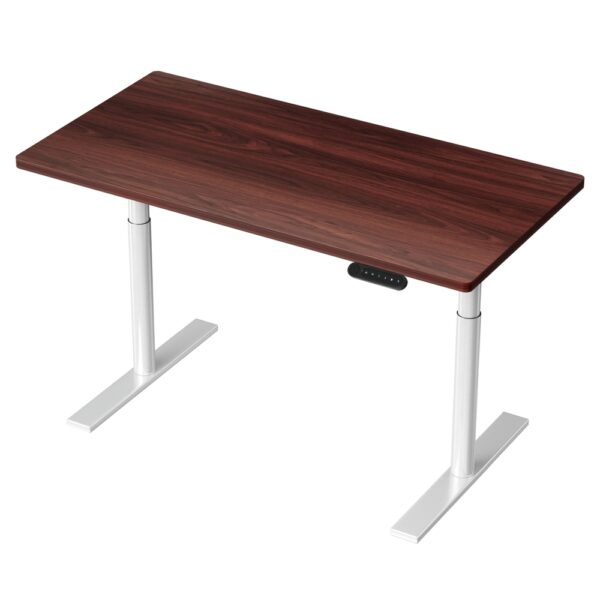 Aplusliving-Electric Adjustable Standing Desk Dual Motor 120cm Walnut Finish Quiet Operation