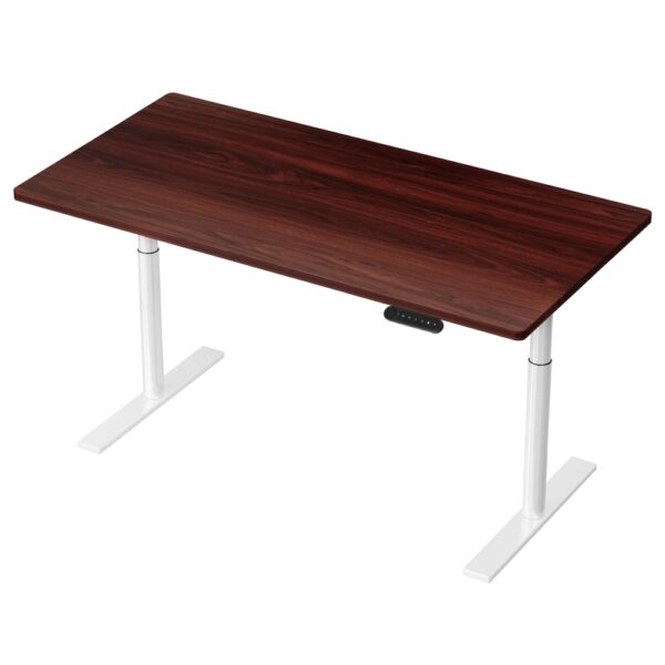 Aplusliving-Electric Adjustable Standing Desk Dual Motor 140cm Walnut Finish Quiet Operation