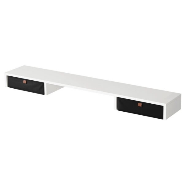 Aplusliving-Desk Shelf White 120cm Removable Organizer Two Tier Fabric Drawer