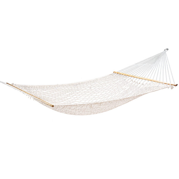 Aplusliving-2 Person Cotton Rope Hammock 180kg Capacity Outdoor Indoor Swing Bed Cream