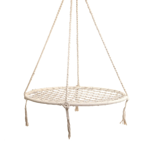 Aplusliving-Kids Swing Hammock Chair 100cm Cream Indoor Outdoor 120kg Capacity No Assembly