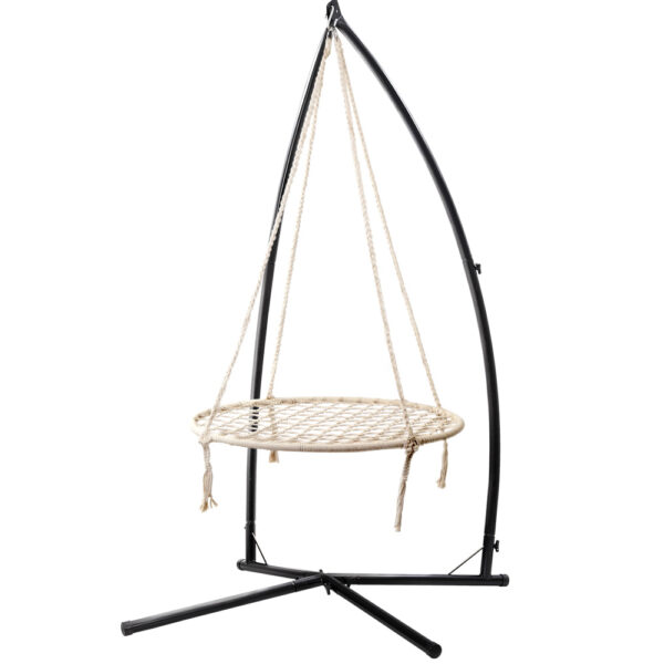 Aplusliving-Outdoor Hammock Swing Chair with Stand 100cm Cream for Kids and Adults 120kg