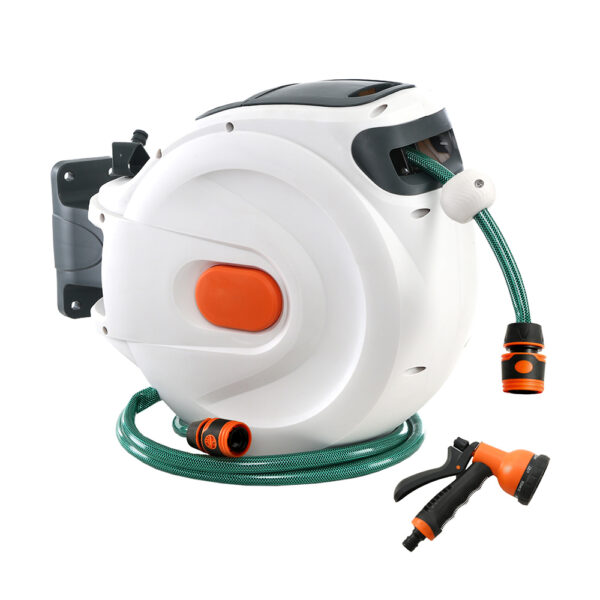 Aplusliving-20M Auto Rewind Garden Hose Reel with 7 Setting Spray Gun UV Resistant