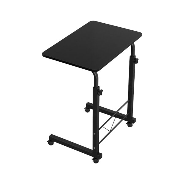 Aplusliving-Adjustable Height Mobile Laptop Desk with Wheels Portable Black Table 80cm