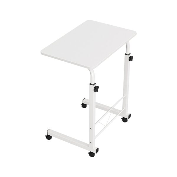 Aplusliving-Adjustable Height Mobile Laptop Desk with Wheels Portable White Table 80cm