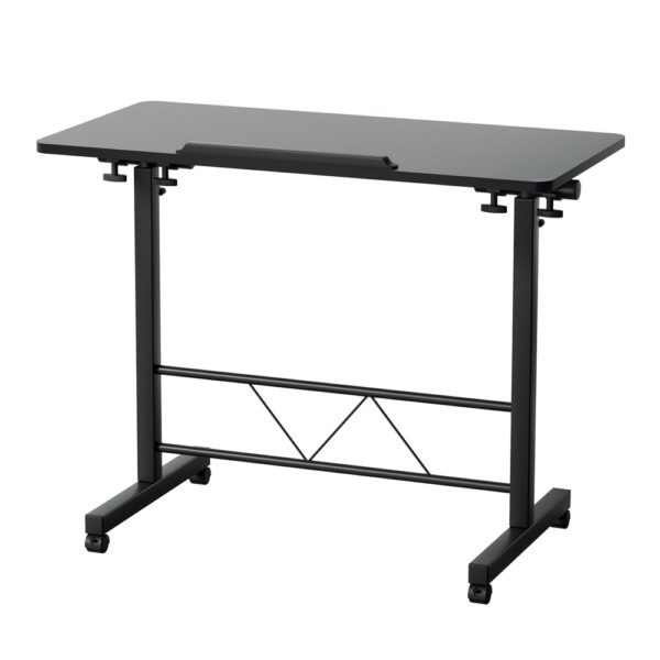 Aplusliving-Laptop Desk Table Height Adjustable Wooden Bed Side Tables 80CM Black Portable