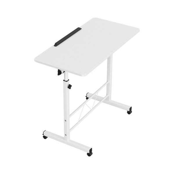 Aplusliving-Adjustable Height Sit Stand Mobile Laptop Desk 360° Tilt White Workstation