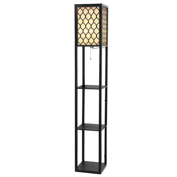 Aplusliving-Vintage LED Floor Lamp with Shelves Reading Light for Bedroom Living Room