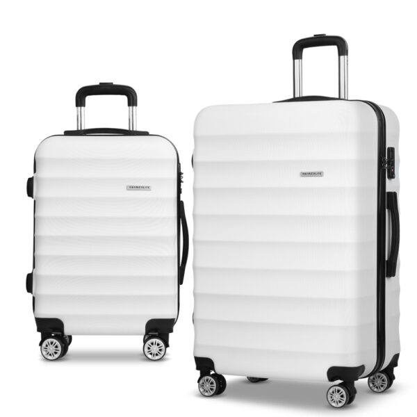 Aplusliving-2pc Hard Shell Luggage Set TSA Lock 360 Spinner Travel Suitcase White 20 28