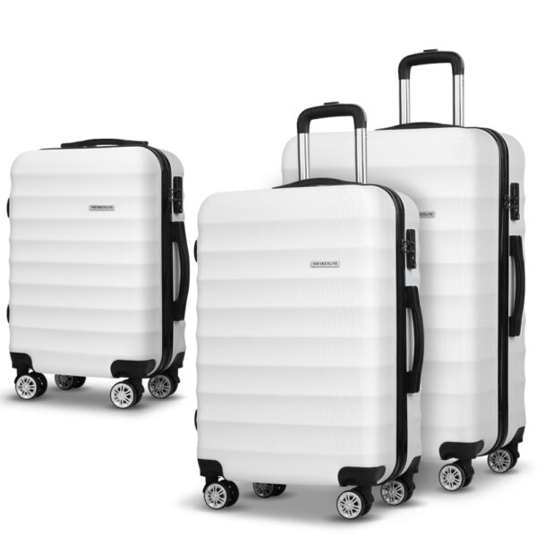 Aplusliving-3pc Luggage Set TSA Lock Hard Shell 360 Spinner Travel Suitcase White 20 24 28