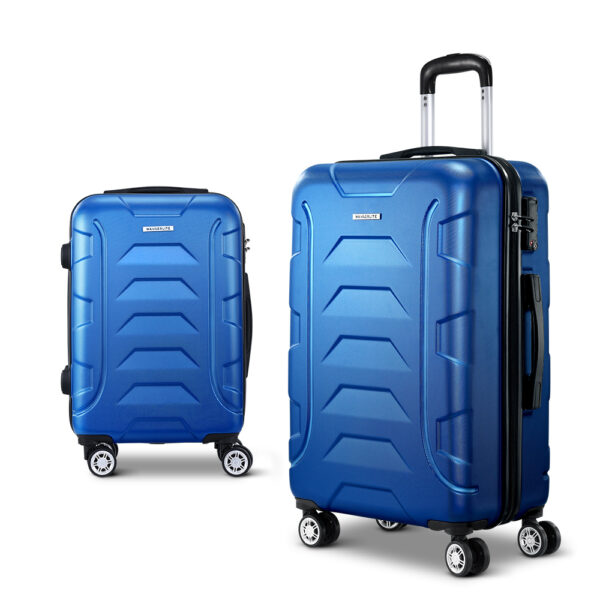 Aplusliving-2pc Hard Shell Luggage Set TSA Lock Lightweight 360 Spinner Travel Suitcase Blue