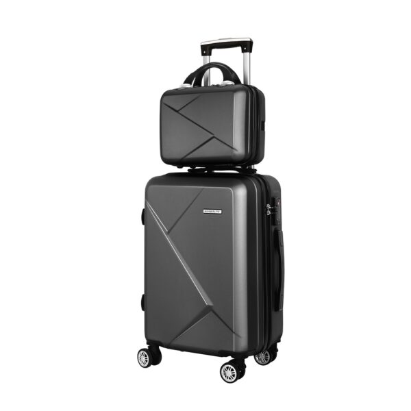 Aplusliving-2pc Luggage 12" 20" Trolley Travel Suitcase Storage Carry On TSA Lock Black