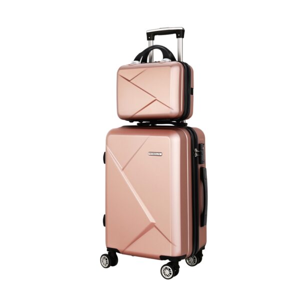 Aplusliving-2pc Luggage 12" 20" Trolley Travel Suitcase Storage Carry On TSA Lock Rose Gold