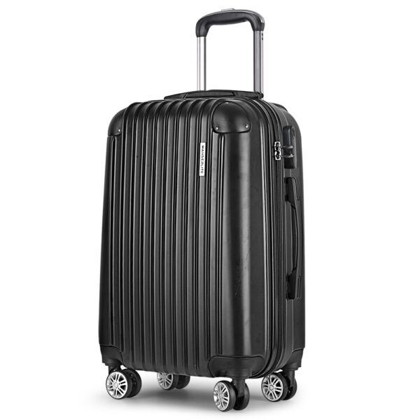 Aplusliving-20 Hard Shell Carry On Luggage Lightweight Spinner Travel Suitcase Black