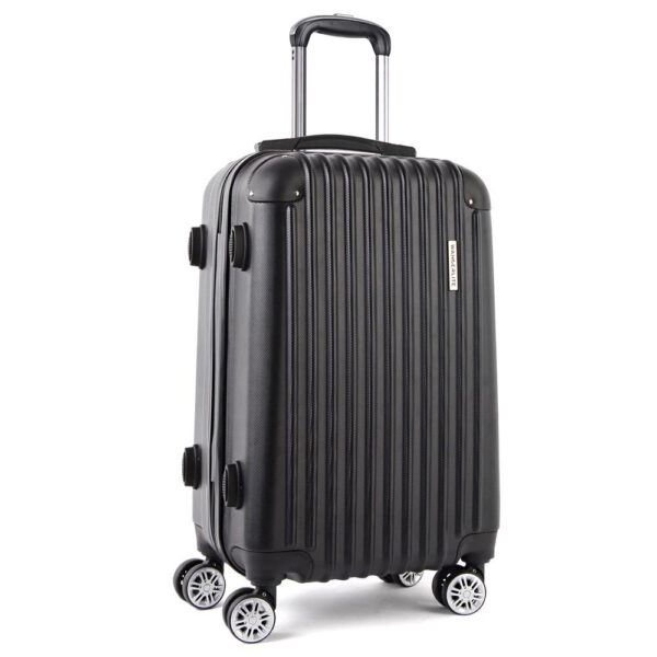 Aplusliving-28 Lightweight Travel Luggage Trolley TSA Lock 360 Spinner Black Suitcase