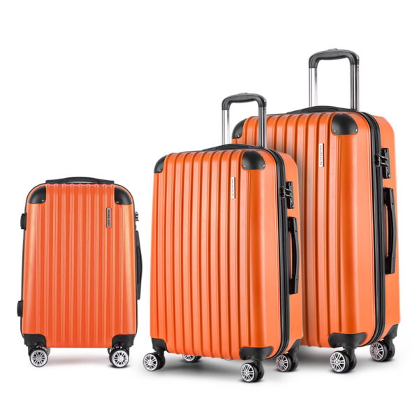 Aplusliving-3pc Luggage Set Lightweight Travel Suitcase TSA Lock 20 24 28 Orange Spinner