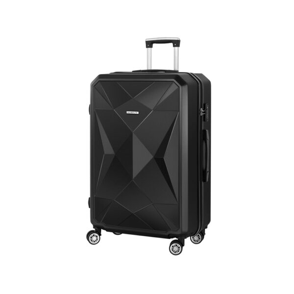 Aplusliving-28 Hardshell Luggage Trolley 75cm TSA Lock 360 Spinner Travel Suitcase Black