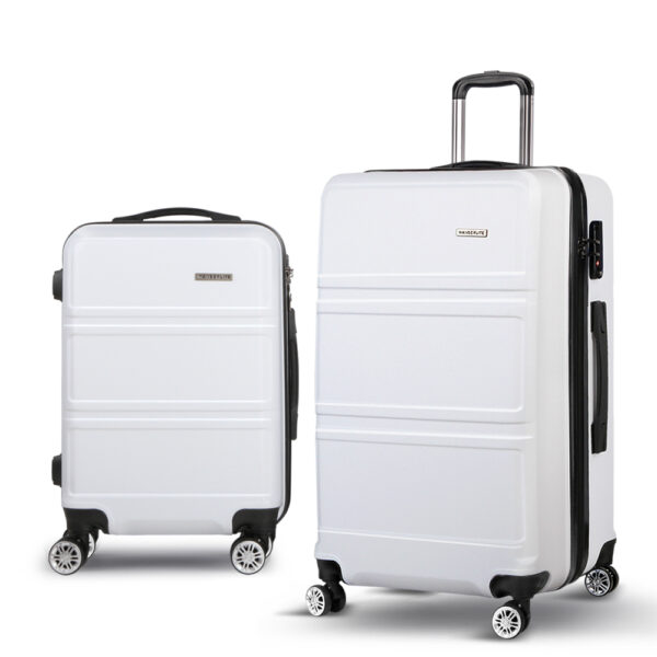 Aplusliving-2pc Hard Shell Luggage Set TSA Lock Lightweight Travel Suitcase White 20 28