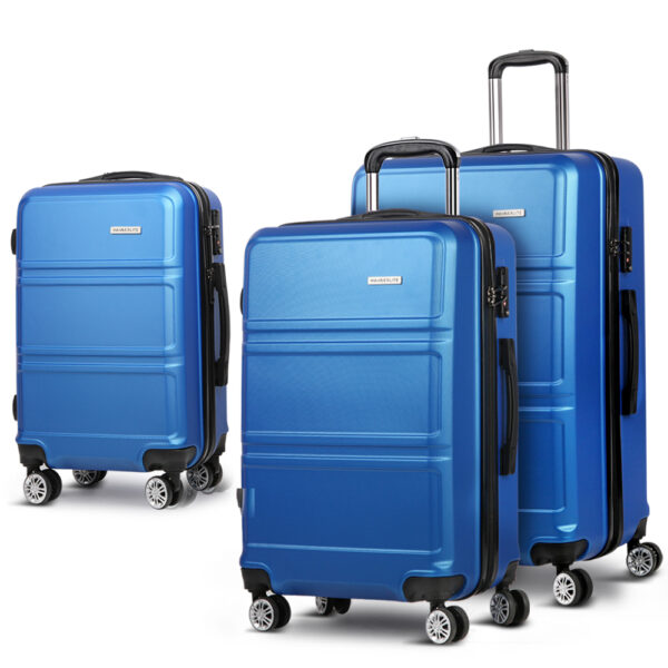 Aplusliving-3pc Luggage Set TSA Lock Hard Case Lightweight Spinner Wheels Blue 20 24 28