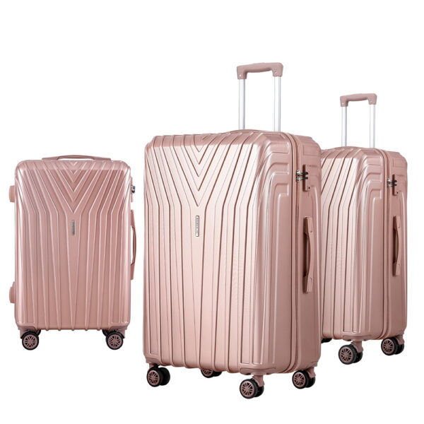 Aplusliving-3pc Luggage Set TSA Lock Hard Shell 360 Spinner Lightweight Travel Pink 20 28