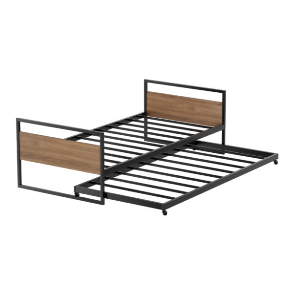 Aplusliving-Single Size Metal Daybed with Trundle Industrial  Bed Frame 150kg Capacity