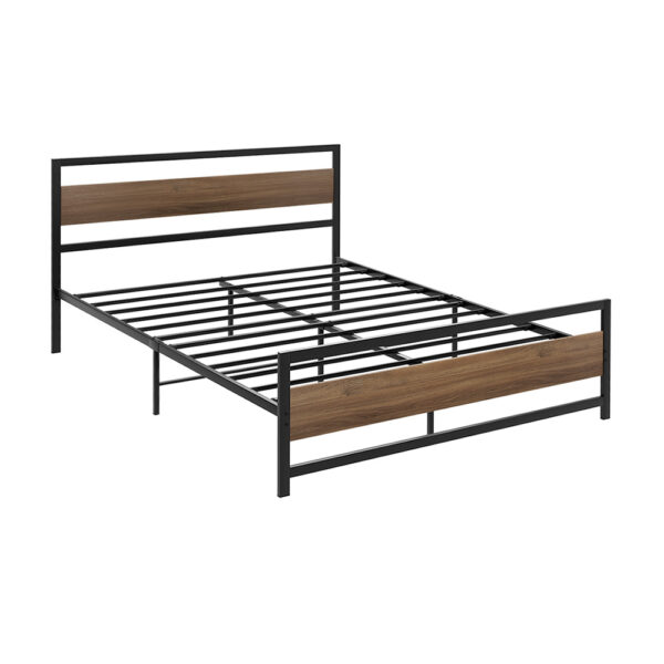 Aplusliving-Double Size Metal Bed Frame Mattress Platform Foundation Storage Space Black