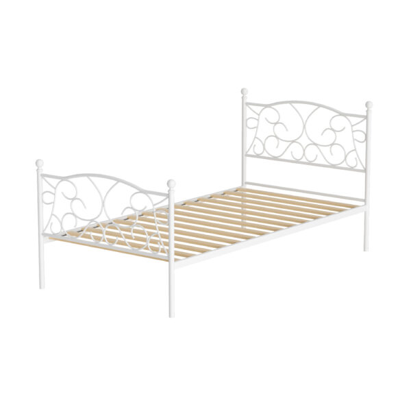 Aplusliving-Single Size Metal Bed Frame Powder Coated Rust Resistant with Wooden Slats